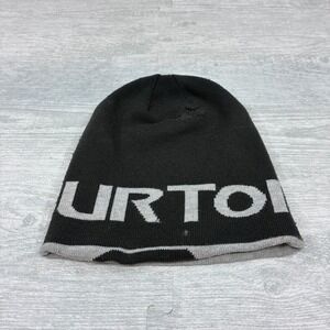 Burton Beanie Mens OS Black Grey Knit Large Logo Snowboard Winter Hat